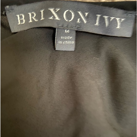 Brixon Ivy Dress Hand Beaded Details Size Medium Black with Gold Beaded Neckline - Picture 5 of 5